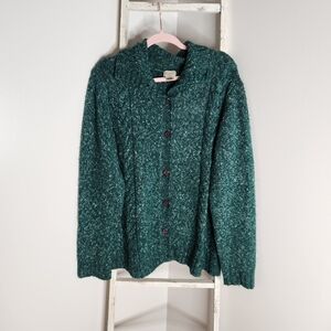 L.L Bean Xl Womens Wool Blend Spacedye Button Down Cardigan Sweater